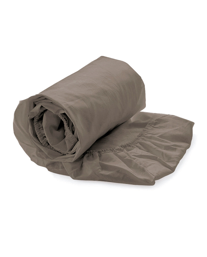 Heckettlane hoeslaken Elementi Taupe Grey satijn