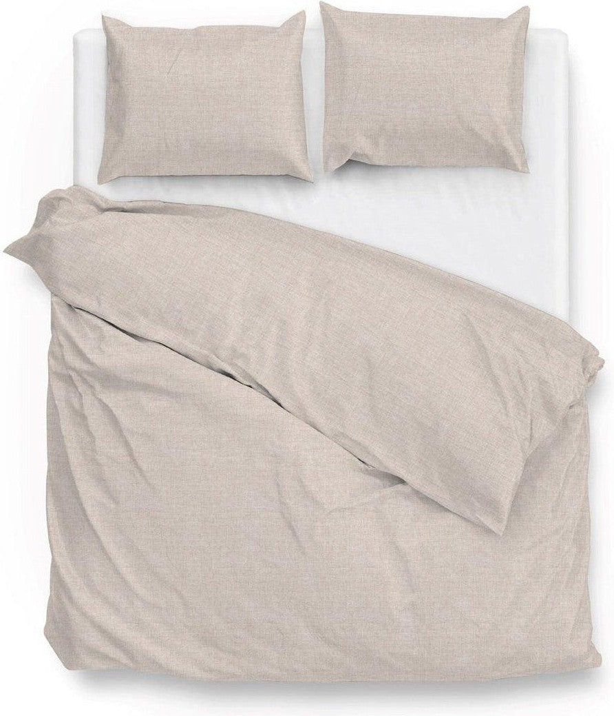 Zo Home Dekbedovertrek Lino Sandy Beige Katoen - Bedtextielonline.be