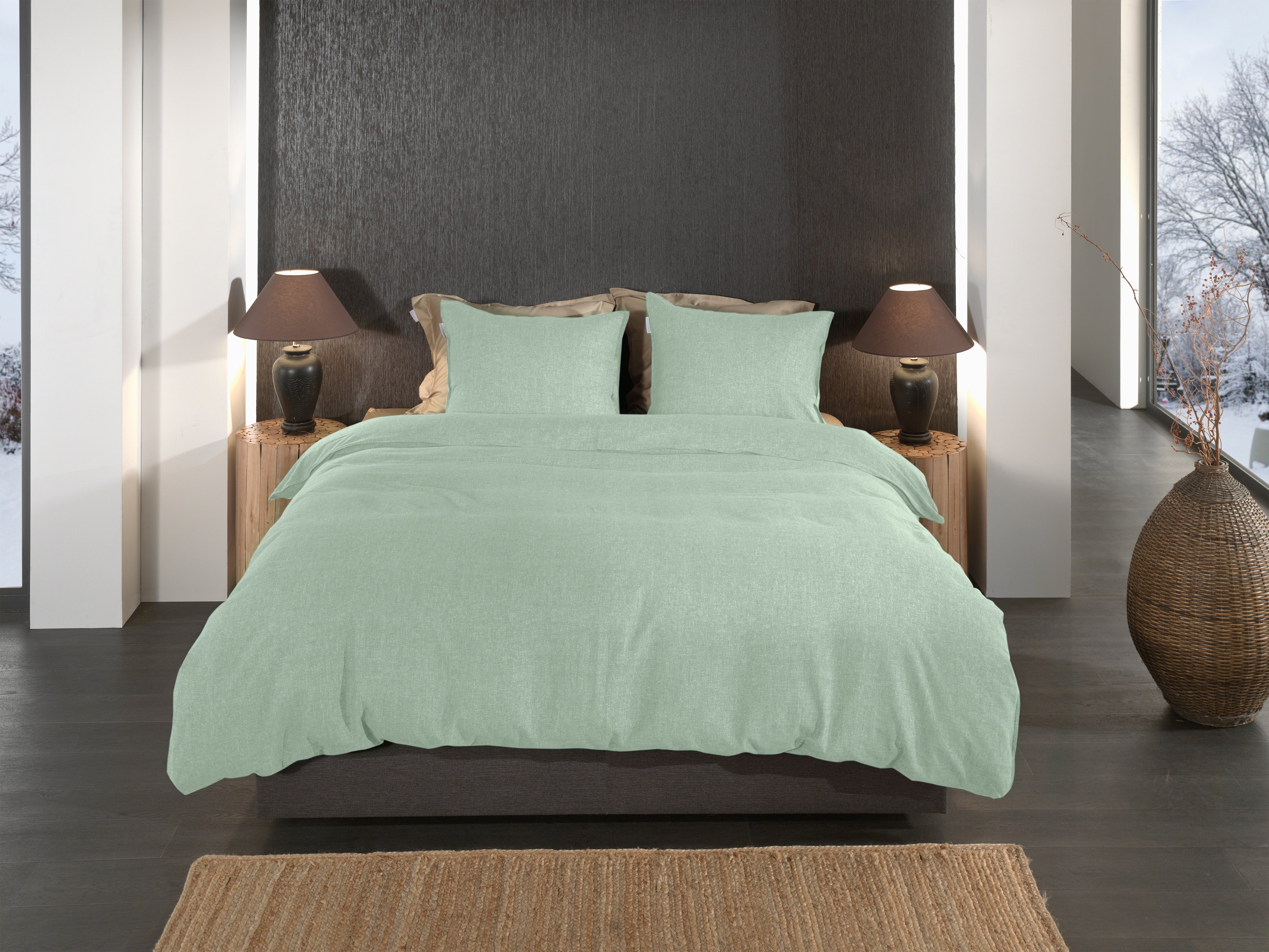 Heckettlane dekbedovertrek Franela Laurel Green flanel
