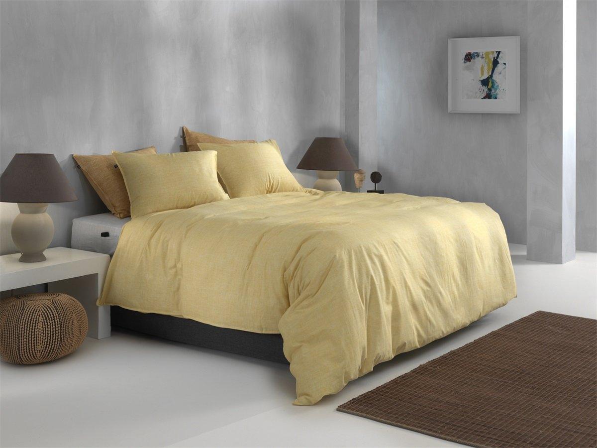 Zo Home Dekbedovertrek Lino Aspen Yellow Katoen - Bedtextielonline.be