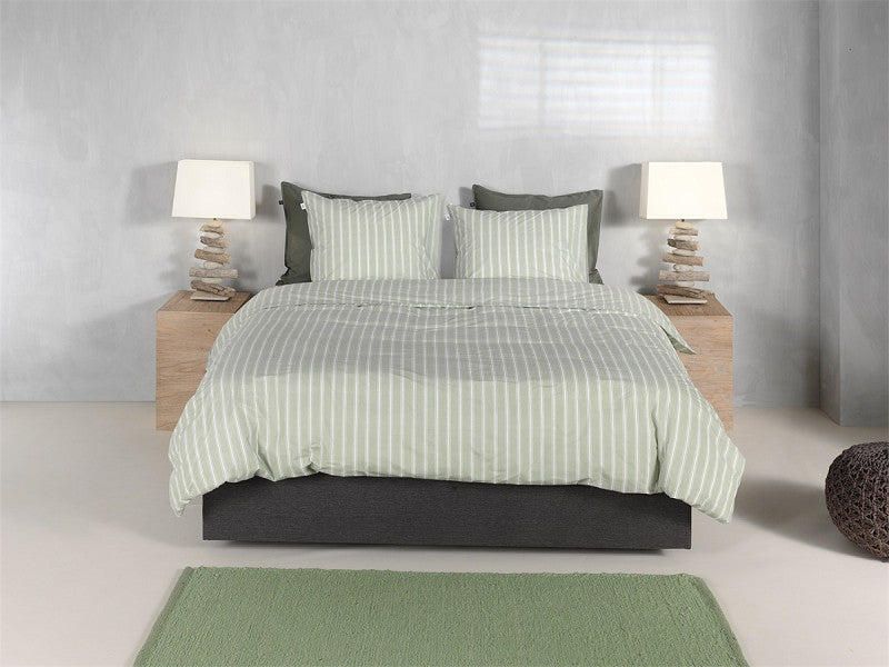 Zo Home Housse de Couette Percale Righe di Percalle Vert Fumé