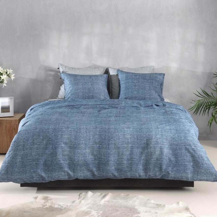 Zo Home Dekbedovertrek Lino Urban Blue Katoen - Bedtextielonline.be