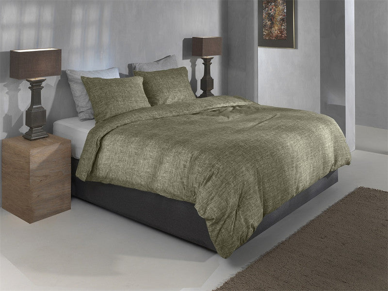 Zo Home Dekbedovertrek Flanel Flanella di Lino Olive Green