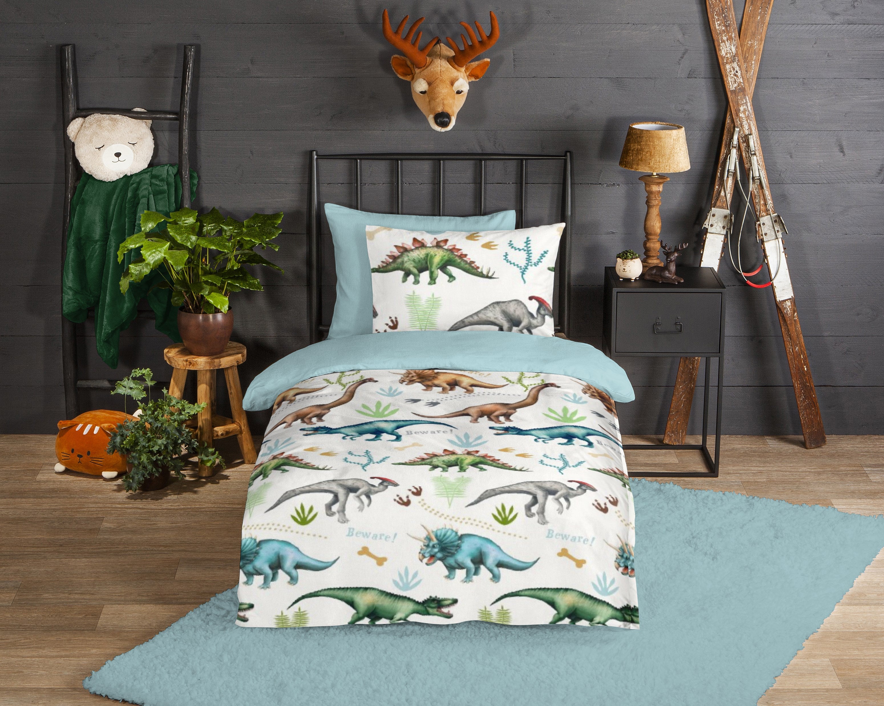 Good Morning Housse de couette Flanelle Dino Multi