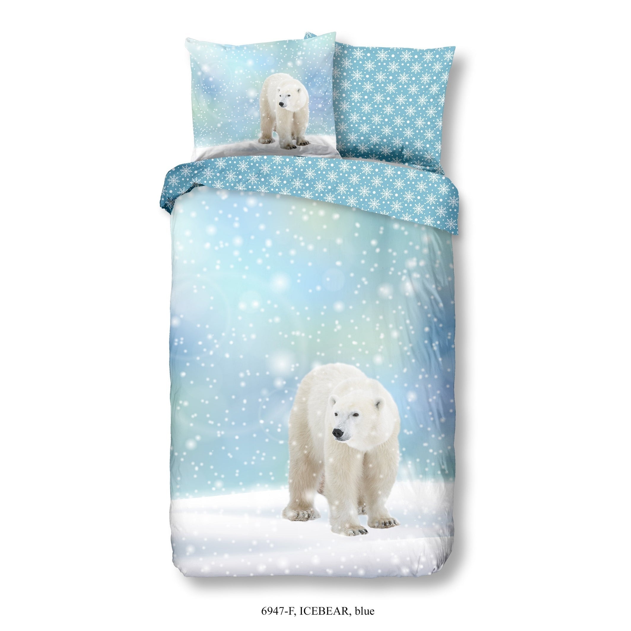 Good Morning Housse de Couette Flanelle Icebear Bleu
