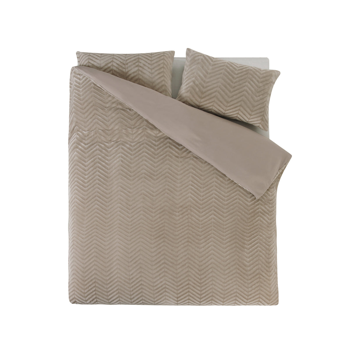 Sleeptime Dekbedovertrek Chevron Teddy Taupe