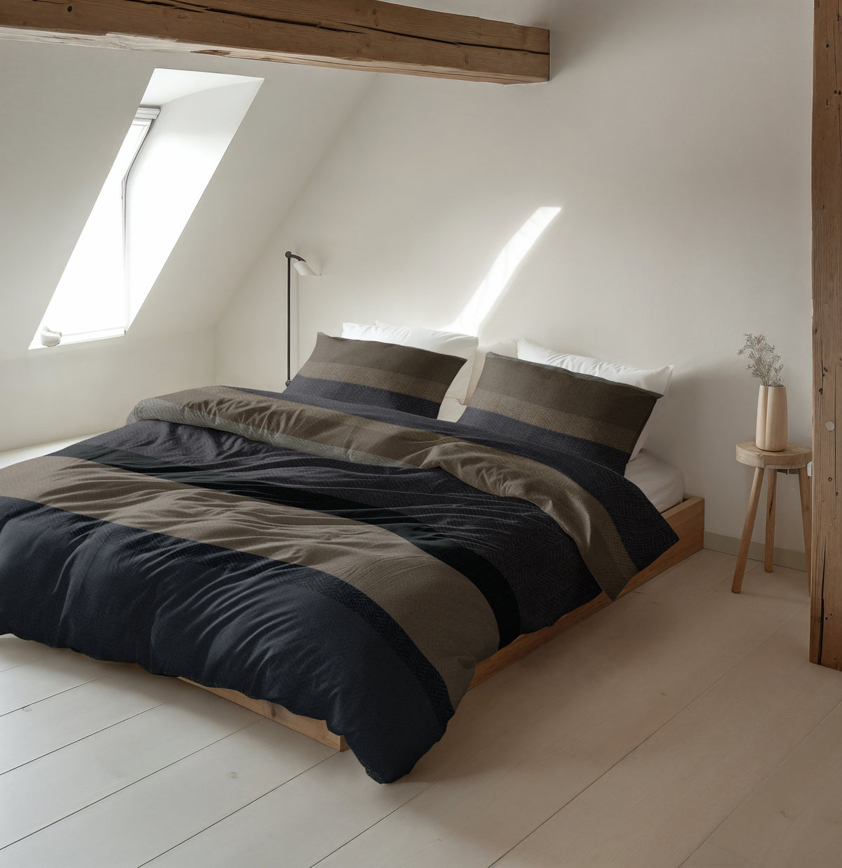 Sleeptime Dekbedovertrek Flanel Ravon Taupe/Antraciet