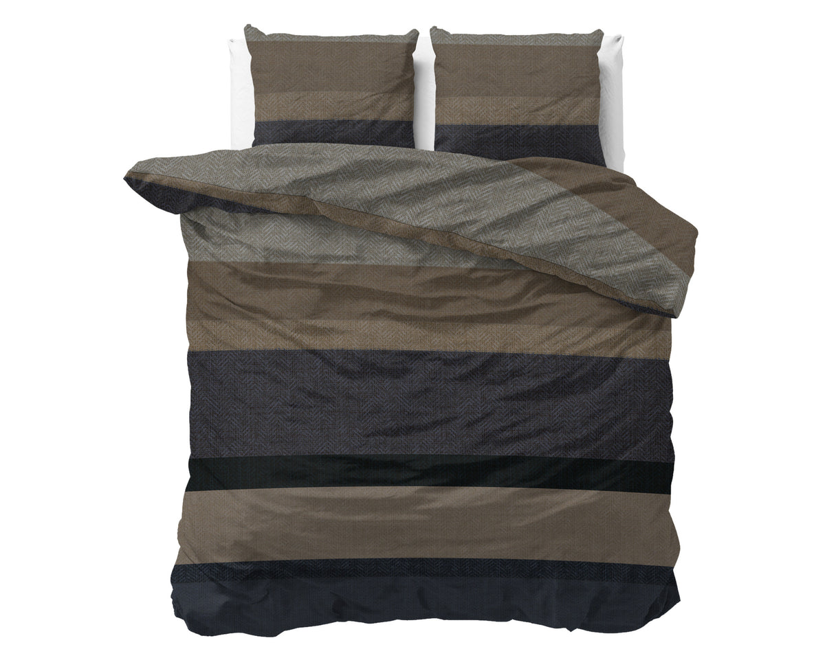 Sleeptime Dekbedovertrek Flanel Ravon Taupe/Antraciet
