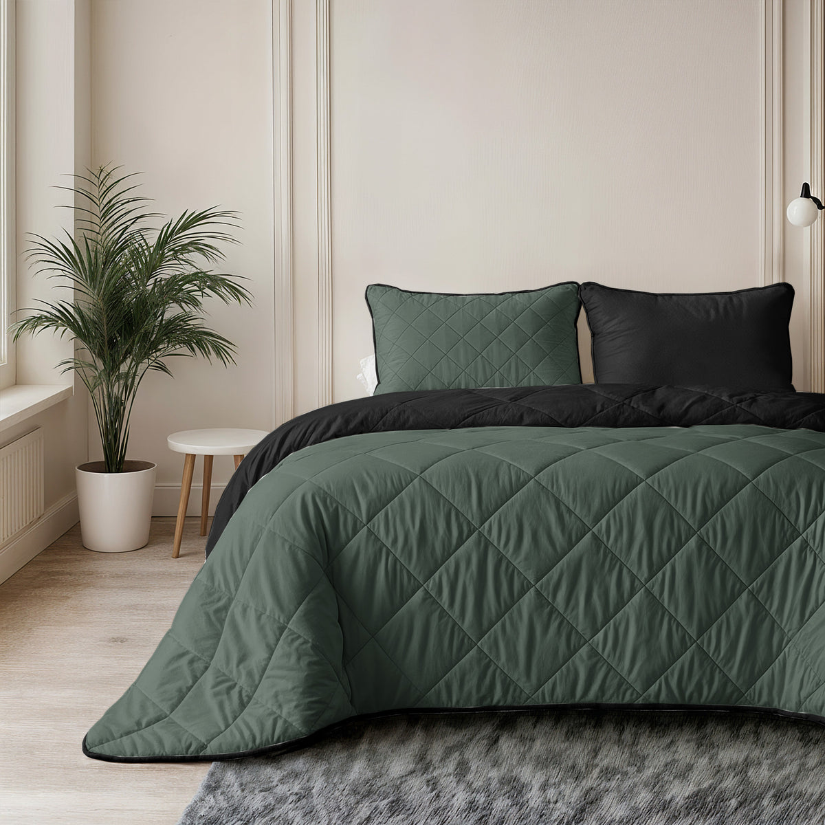 Sleeptime lazy dekbed Uni Groen/Zwart