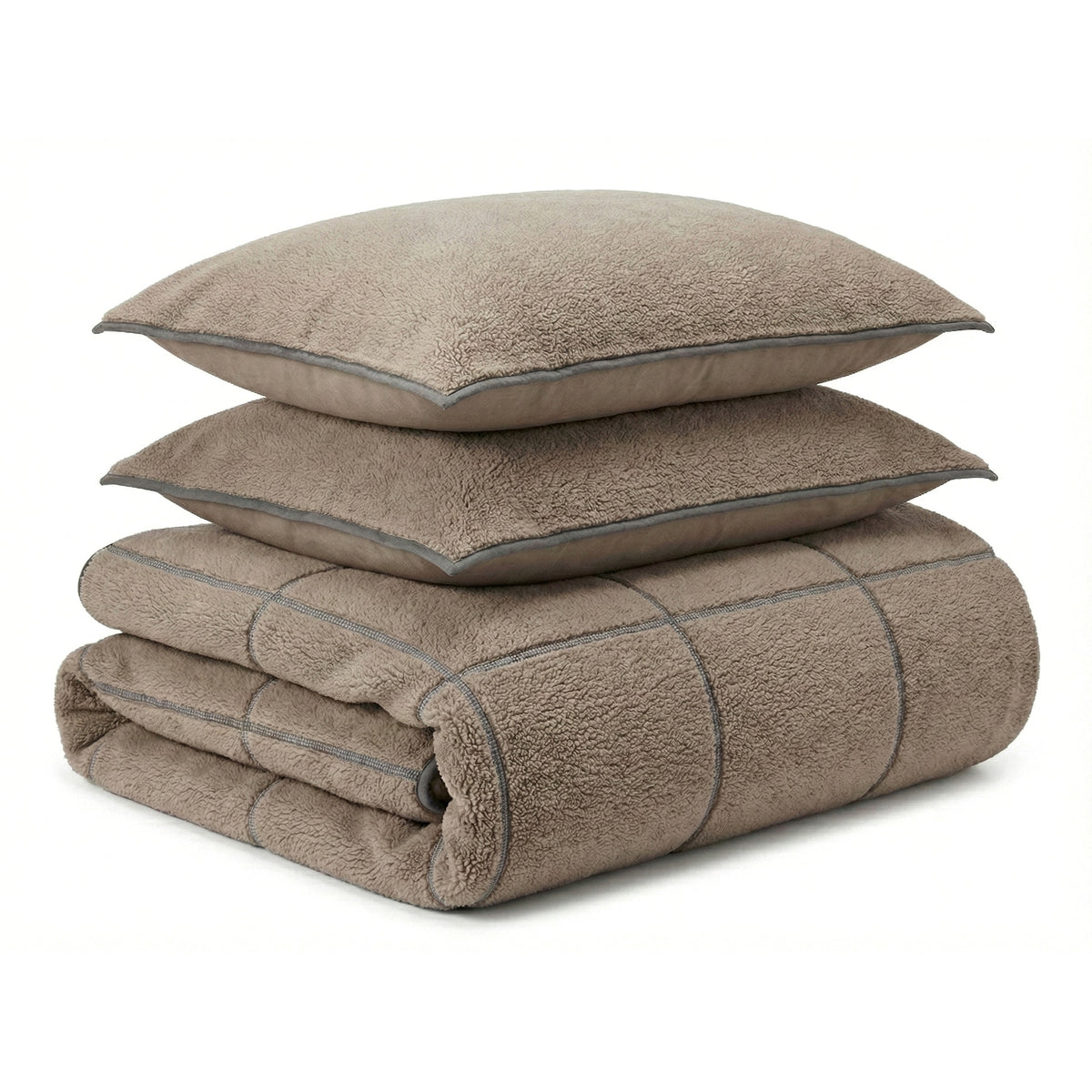 Sleeptime Dekbedovertrek Teddy Trim Donker Taupe
