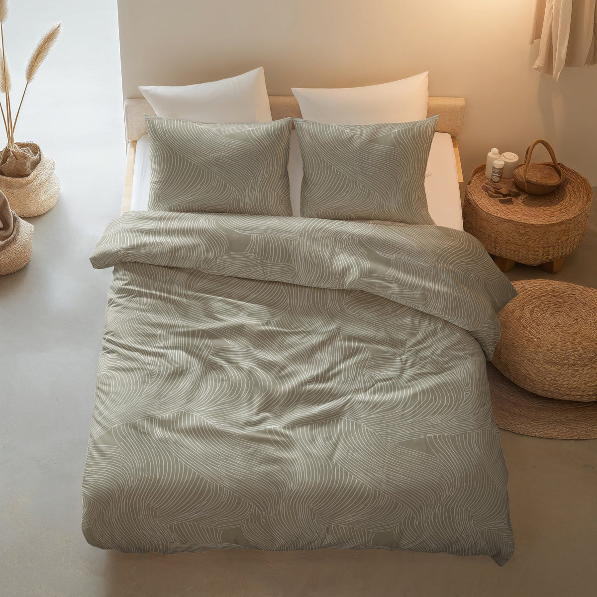 Sleeptime Dekbedovertrek Katoen Ripple Taupe