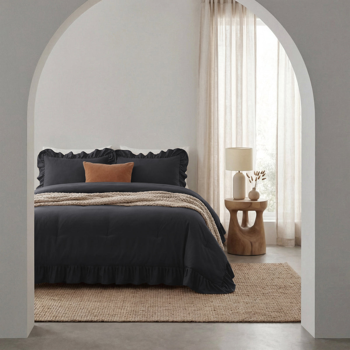 Sleeptime lazy dekbed Ruffles Antraciet
