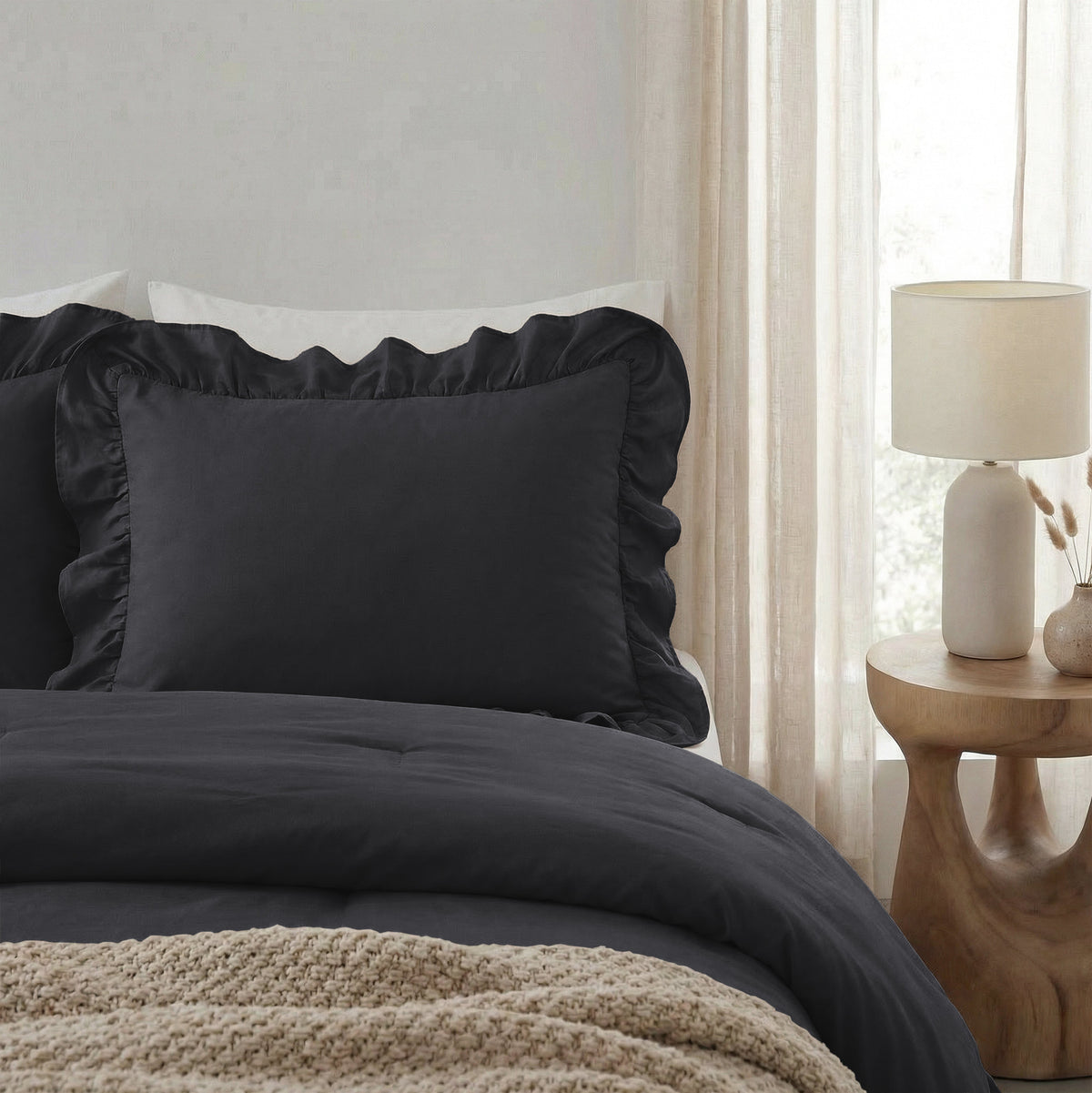 Sleeptime kussenslopen Ruffles Antraciet