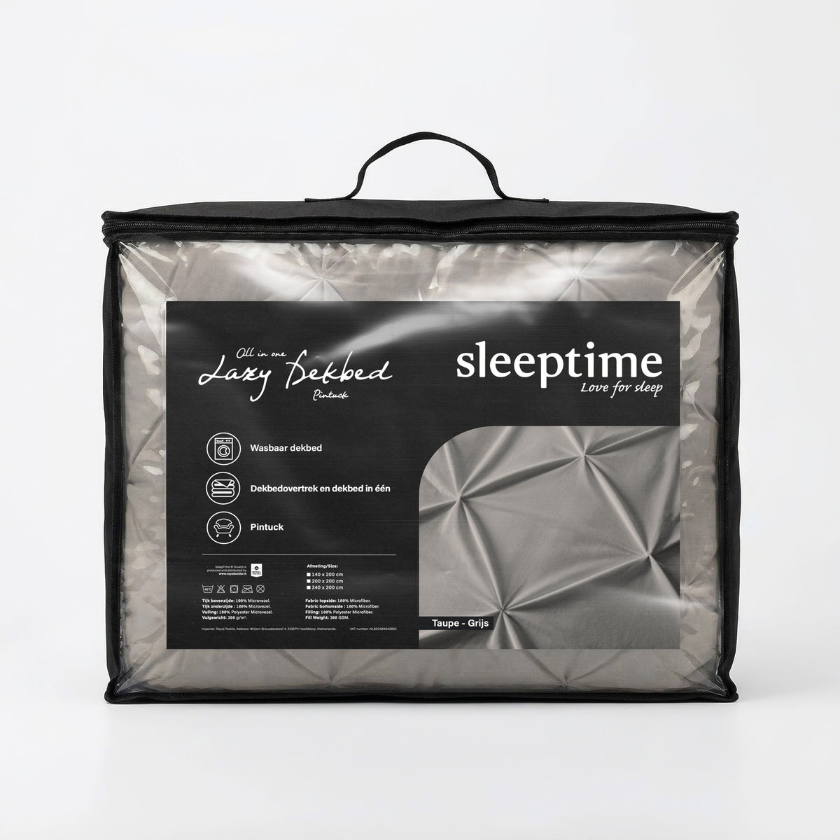Sleeptime lazy dekbed Pintuck Taupe/Grijs