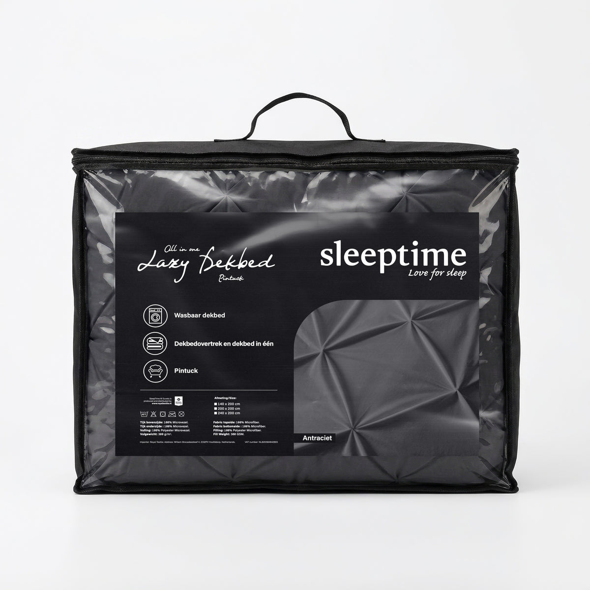 Sleeptime lazy dekbed Pintuck Antraciet