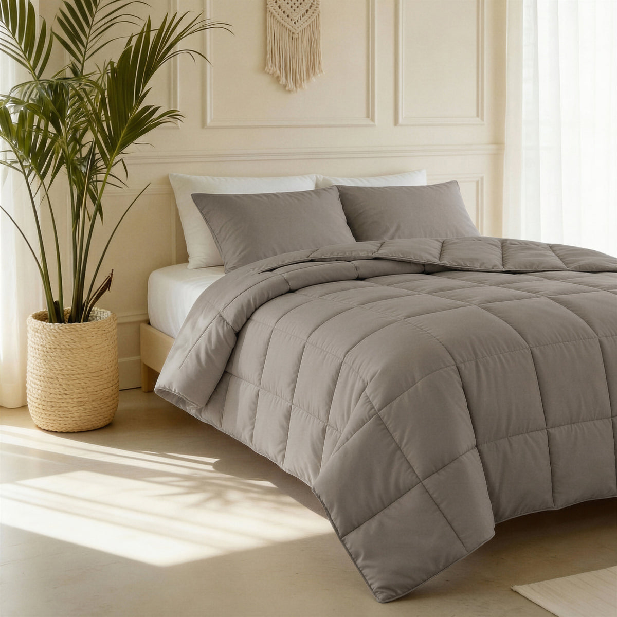 Primaviera Deluxe kussenslopen percale taupe/bruin