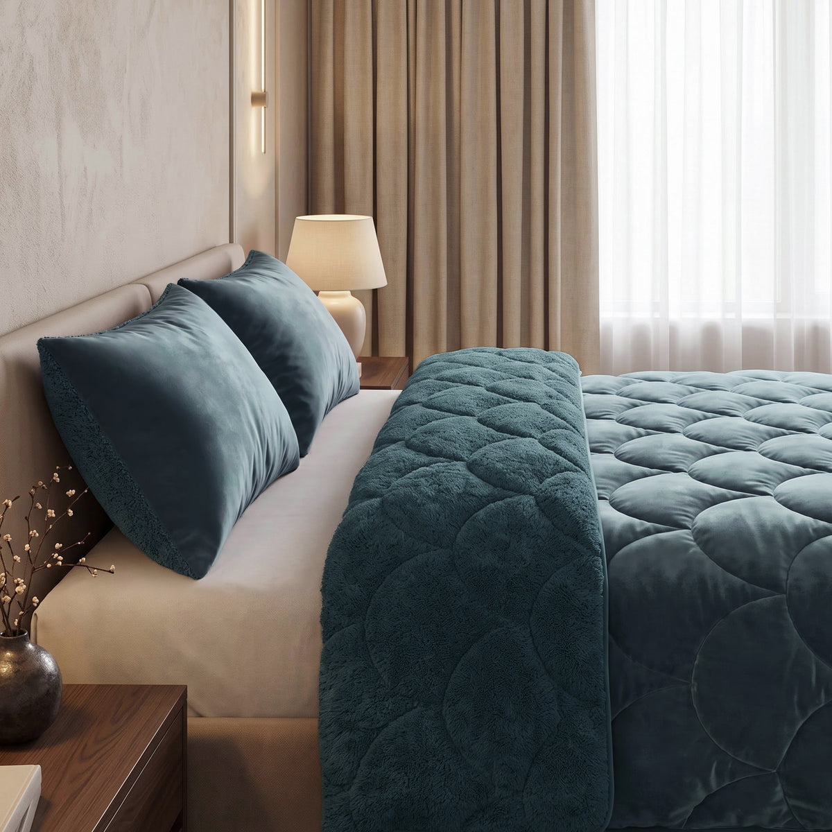 Sleeptime lazy dekbed Teddy/Velvet Groen