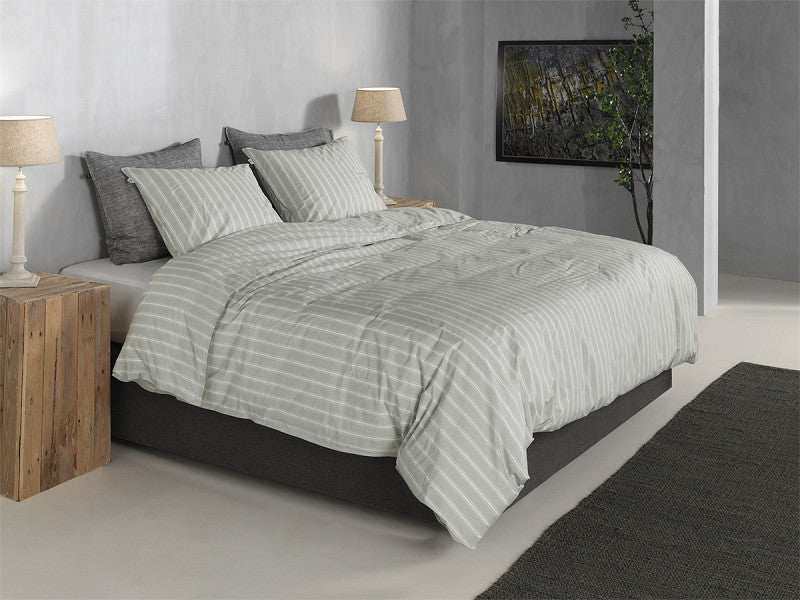 Zo Home Housse de Couette Percale Righe di Percalle Northern Grey