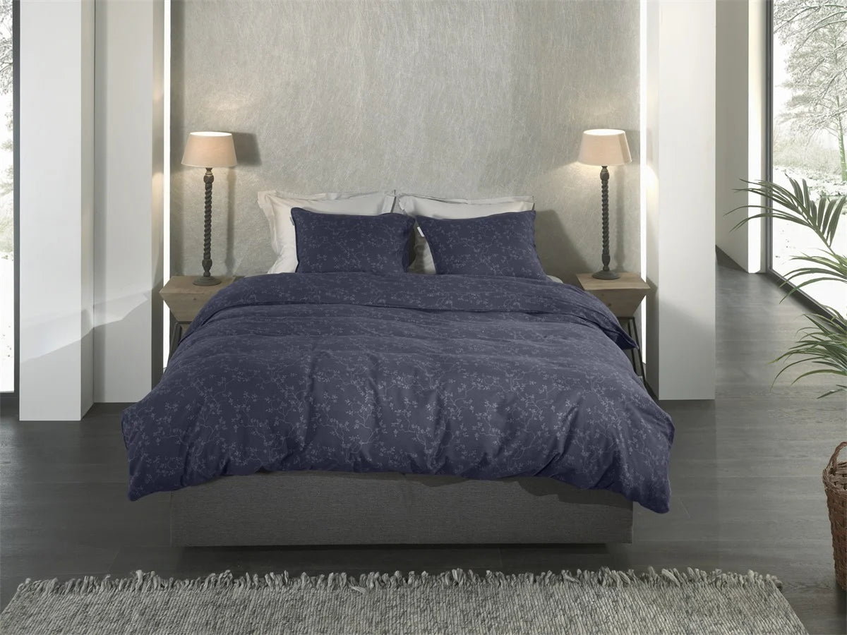 Heckettlane Dekbedovertrek Flanel Alloro Dark Blue