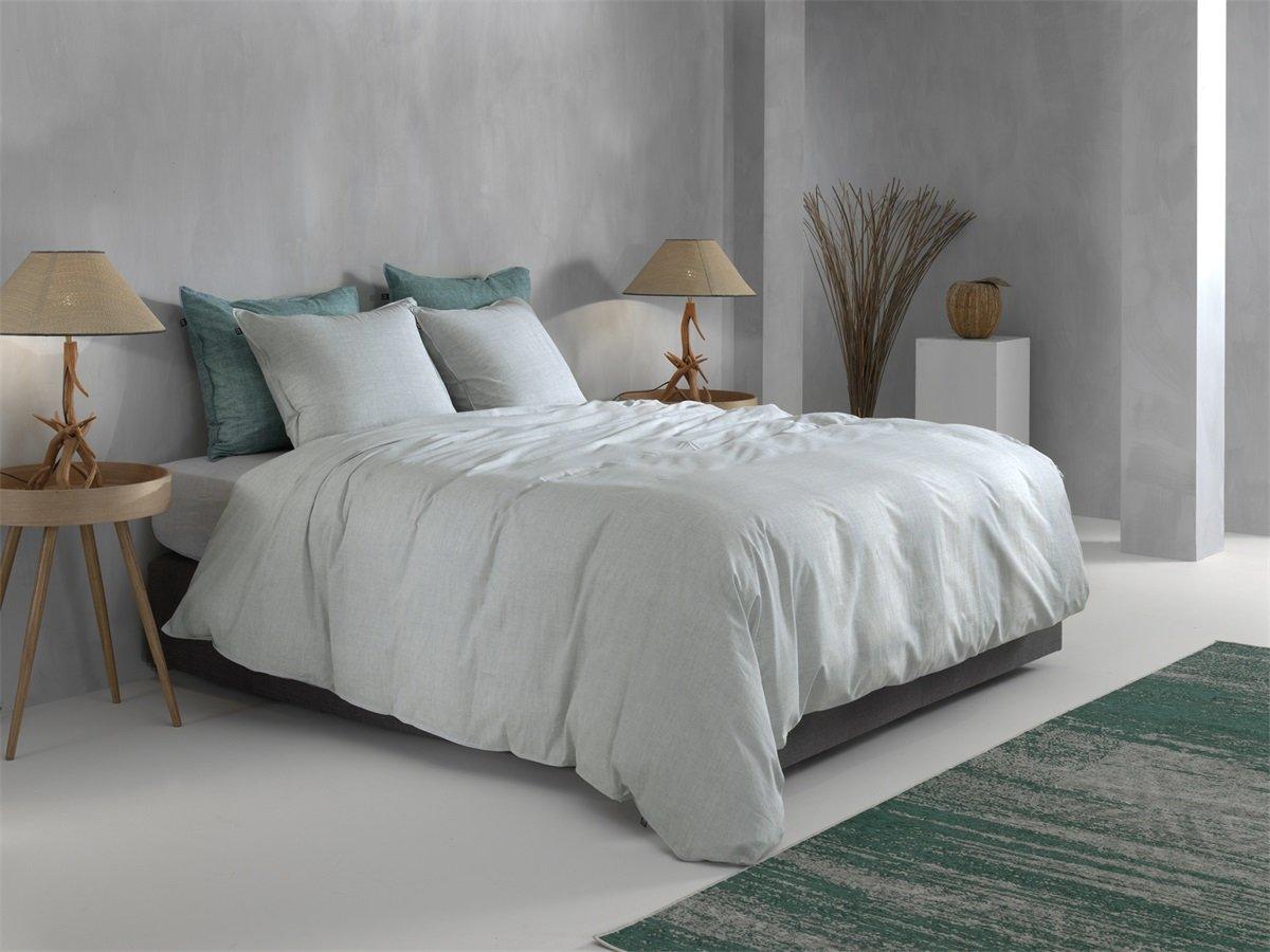 Zo Home Dekbedovertrek Lino Dove Grey Katoen - Bedtextielonline.be