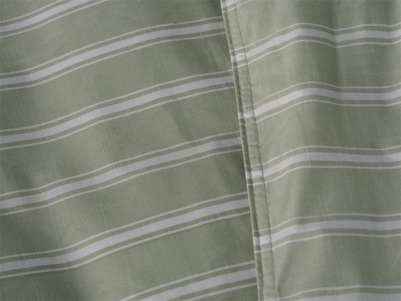 Zo Home Housse de Couette Percale Righe di Percalle Vert Fumé