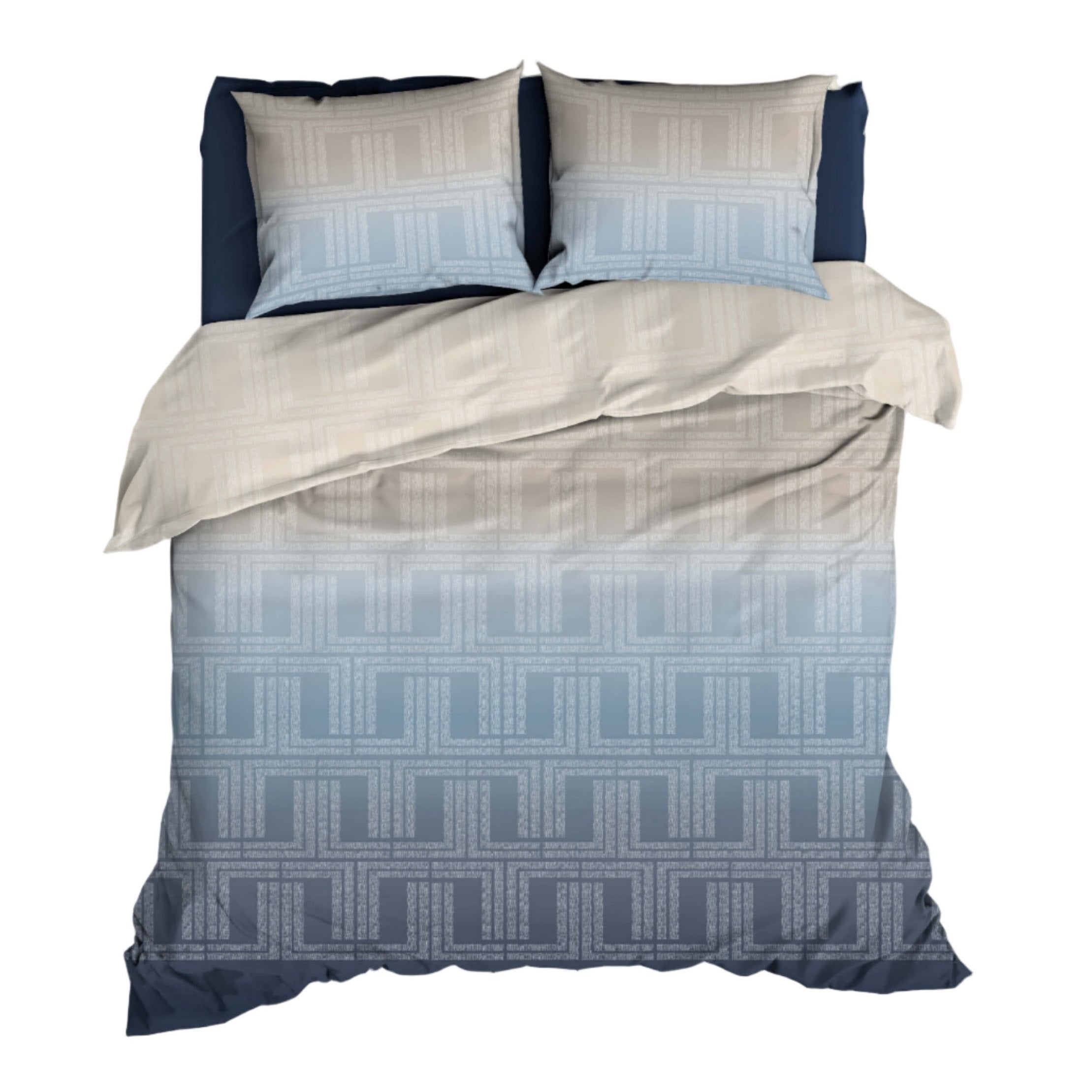 Satin d'Or Dekbedovertrek Satijn Albenga Blauw / Beige