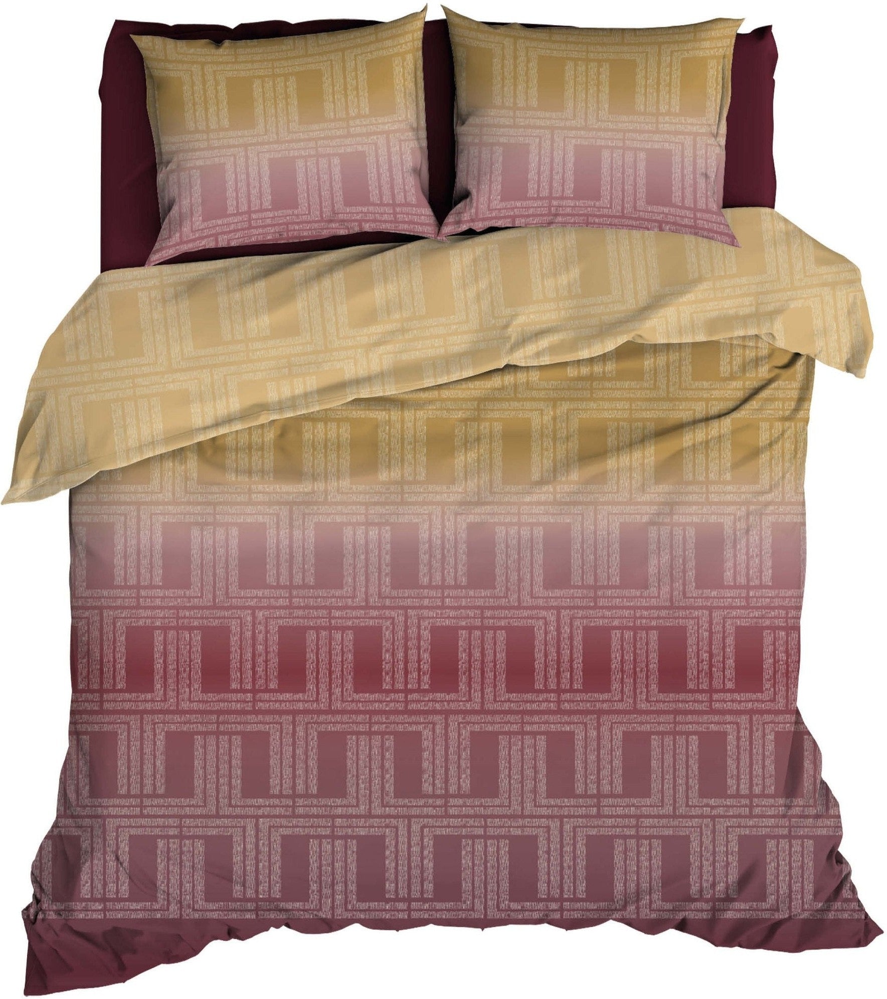 Satin d'Or Dekbedovertrek Satijn Albenga Bordo / Gold