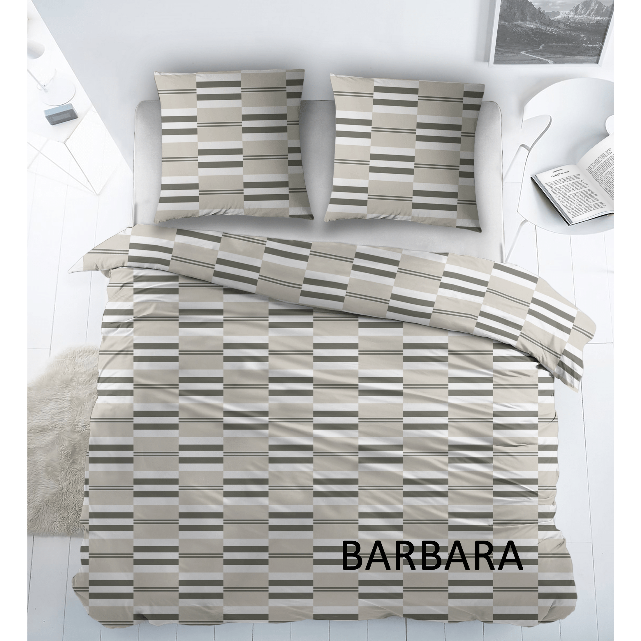 Sleepnight Housse de Couette Coton Barbara Gris