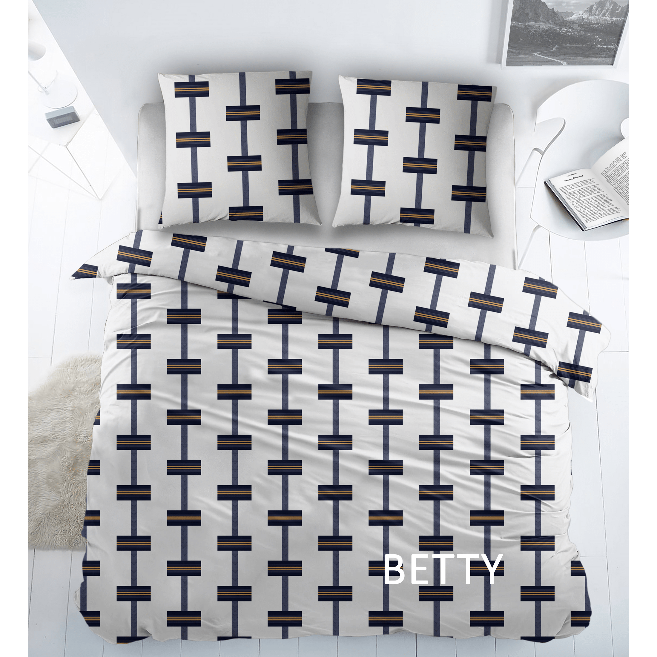 Sleepnight Housse de Couette Coton Betty Bleu