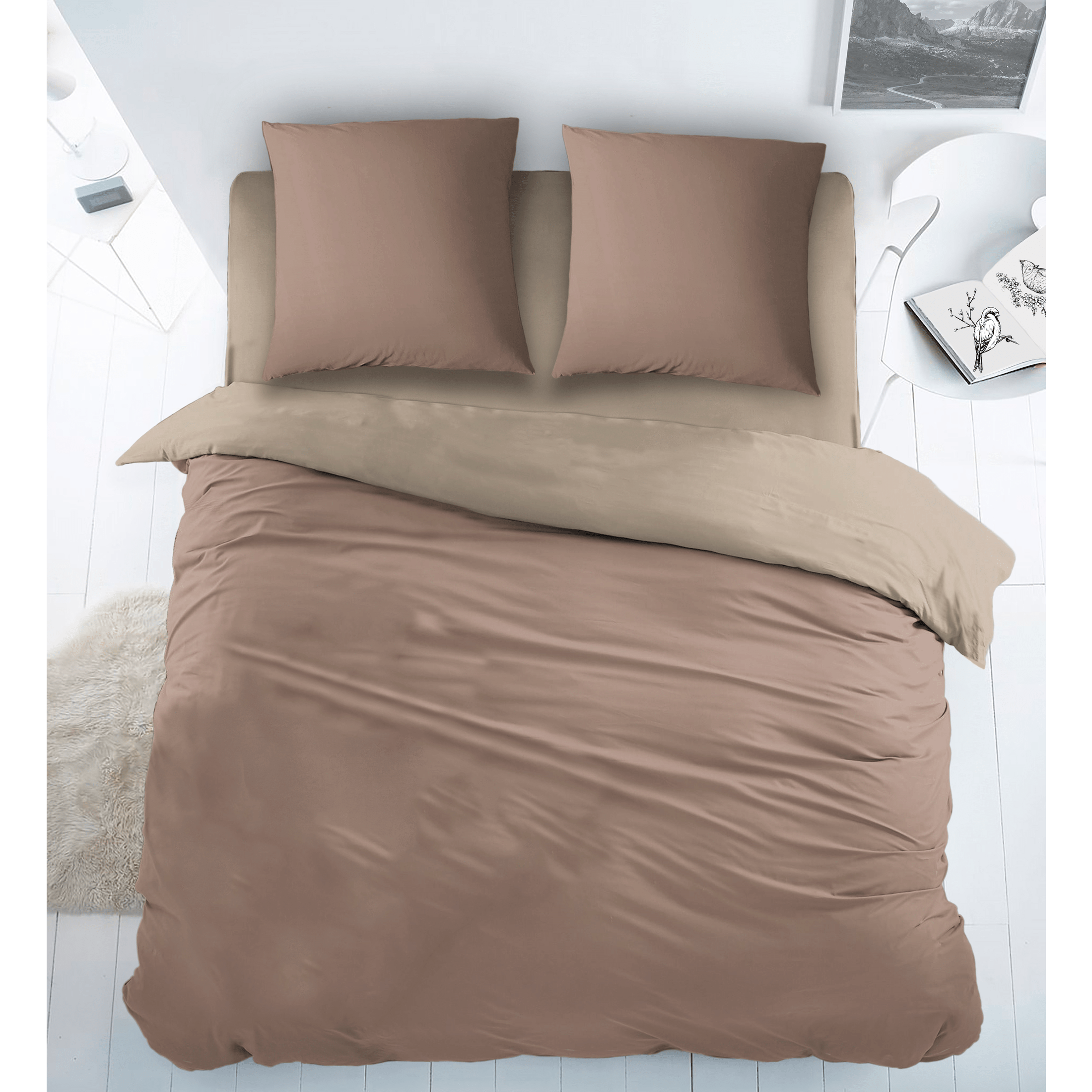 Housse de Couette Sleepnight Coton Bicolore Beige