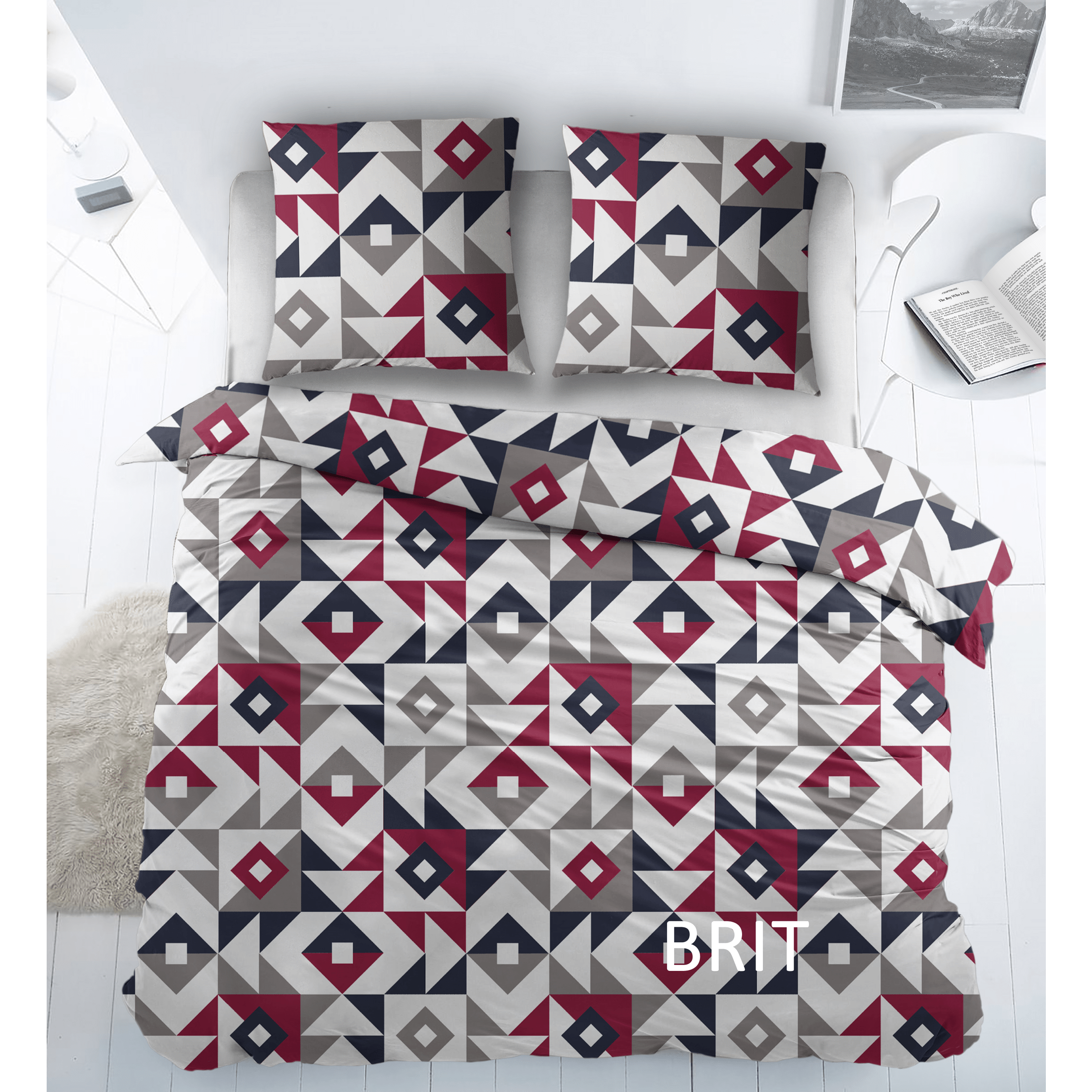 Sleepnight Housse de Couette Coton Brit Gris