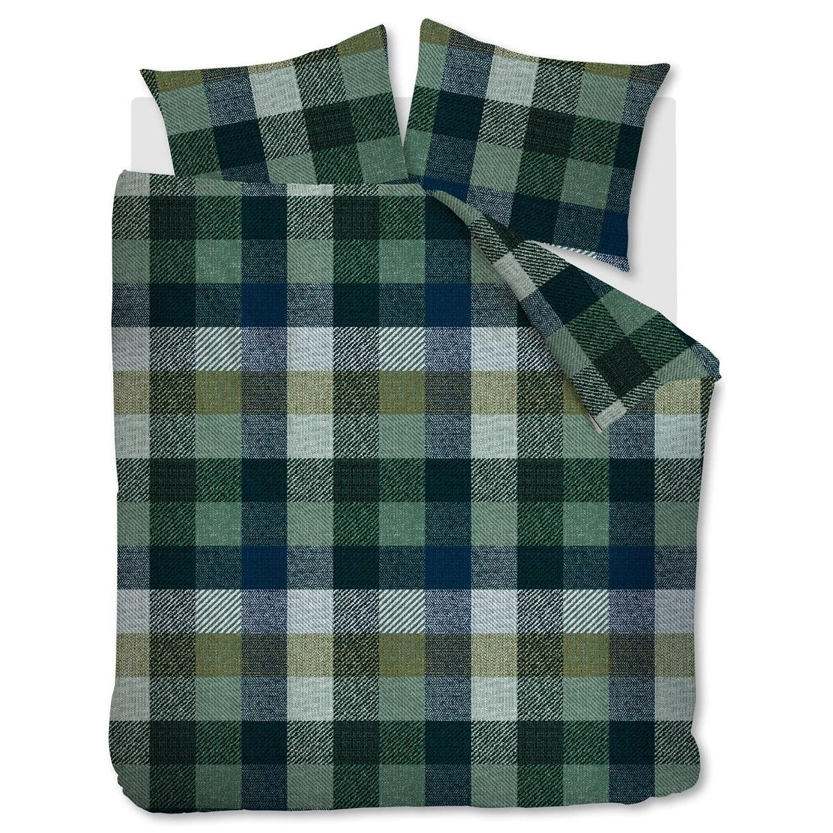 Bedinghouse Housse de couette Flanelle Beckett Bleu Vert