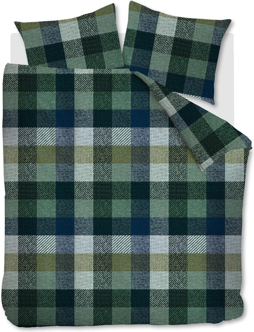 Bedinghouse Housse de couette Flanelle Beckett Bleu Vert