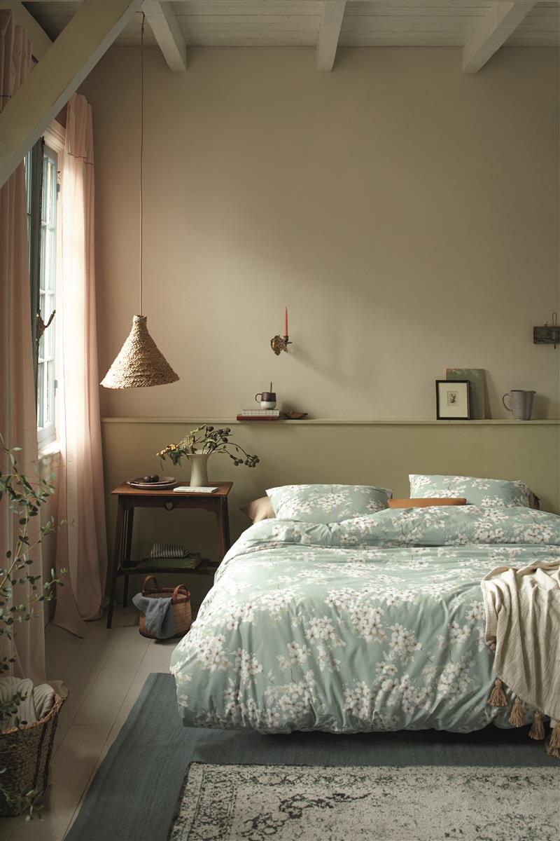 Ariadne at Home Housse de couette Coton Fleurs Blooming Bleu Vert