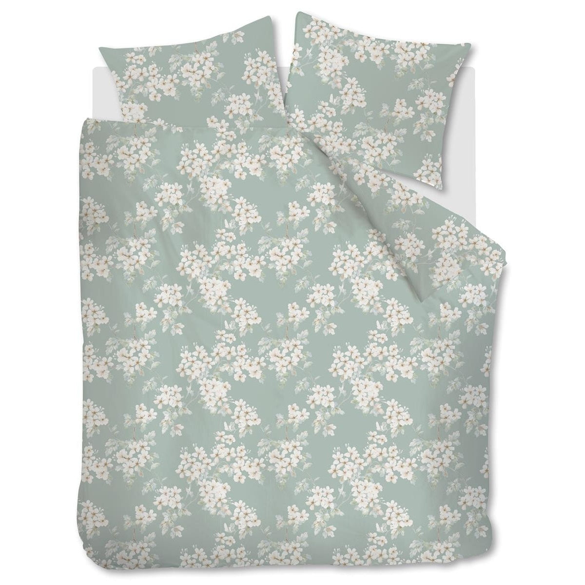 Ariadne at Home Housse de couette Coton Fleurs Blooming Bleu Vert