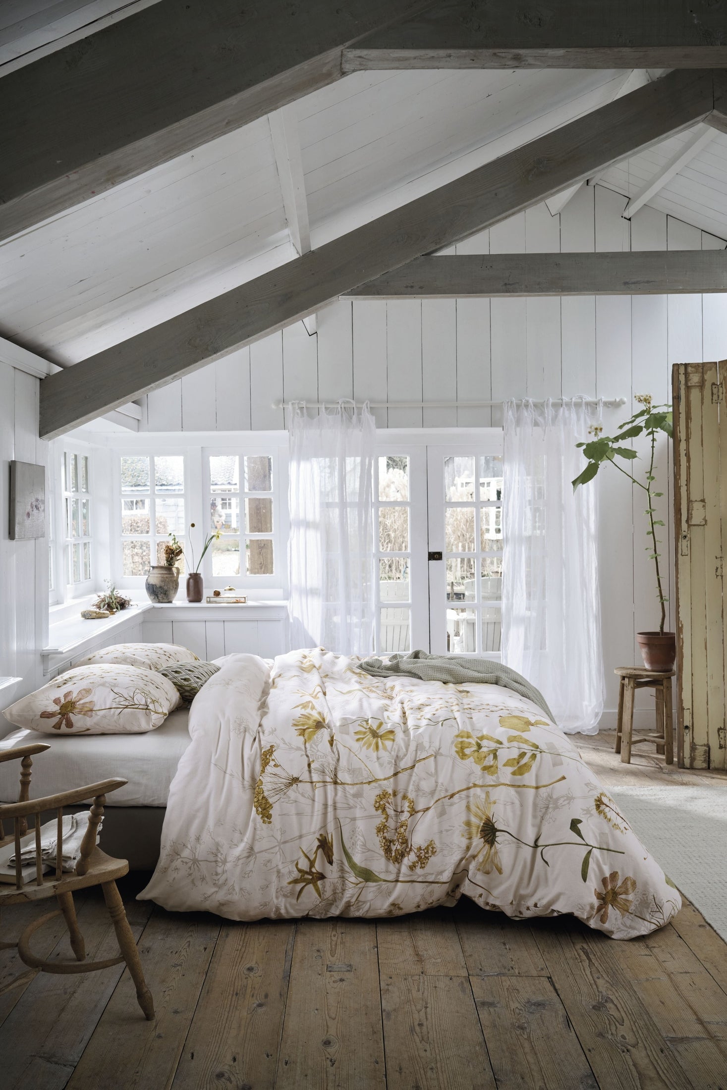 Ariadne at Home Dekbedovertrek Flanel Blow Gebroken wit