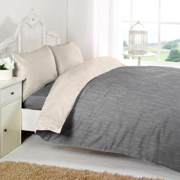 Dekbedovertrek Katoen Jersey Brigitte - Bedtextielonline.be #kleur_antraciet / beige