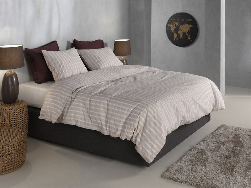 Zo Home Housse de couette Percale Righe di Percalle Taupe Clair
