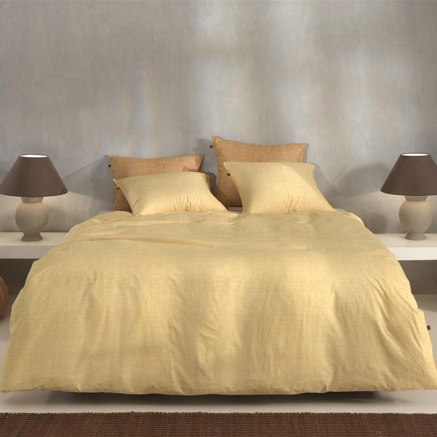Zo Home Dekbedovertrek Lino Aspen Yellow Katoen - Bedtextielonline.be
