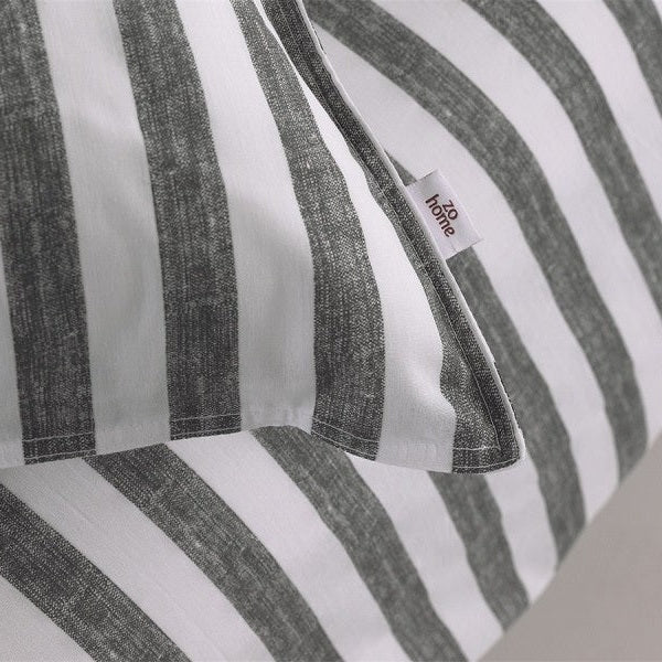 Zo Home Housse de Couette Coton Banda di Lino Gris Foncé