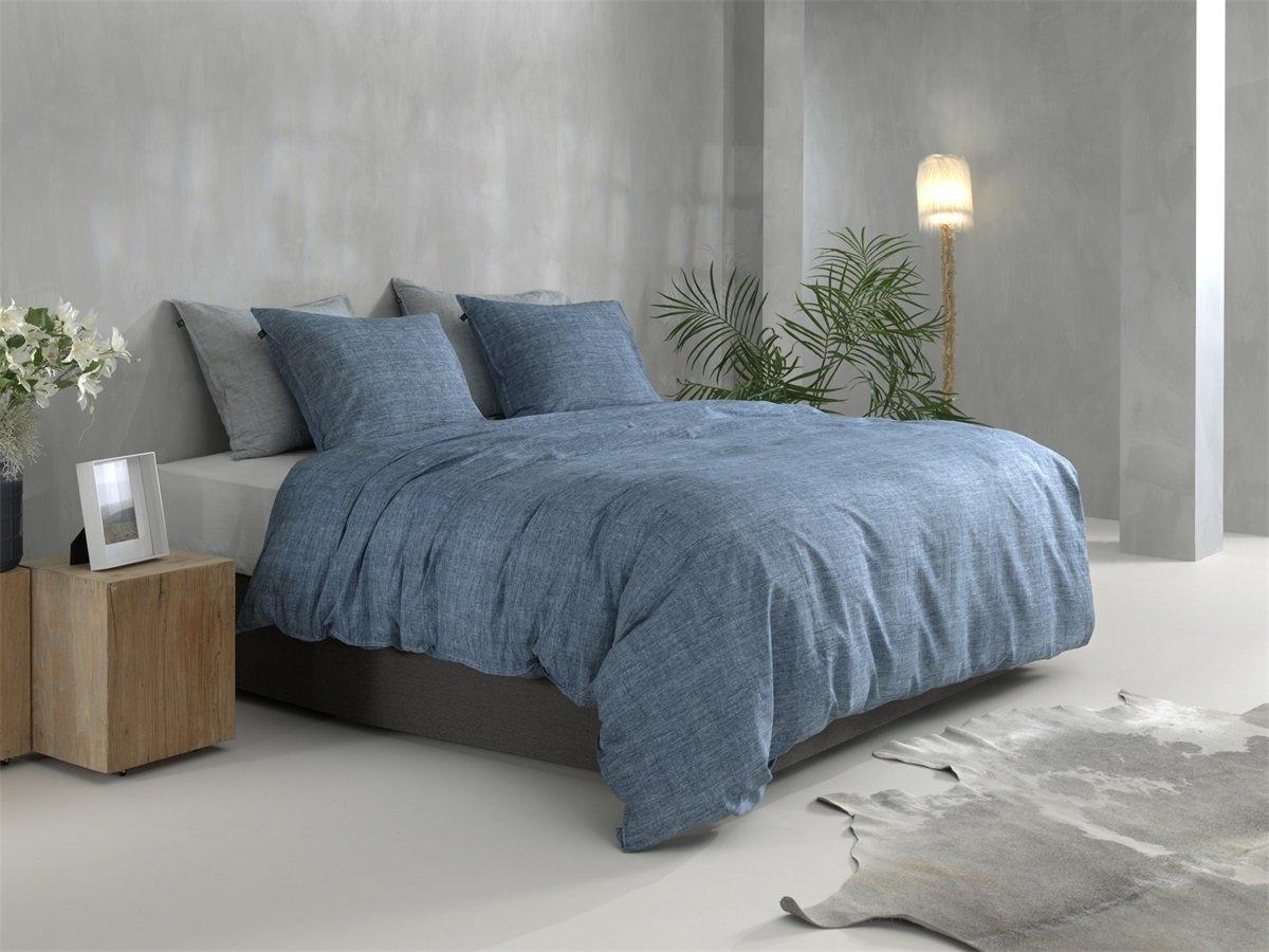 Zo Home Dekbedovertrek Lino Urban Blue Katoen - Bedtextielonline.be