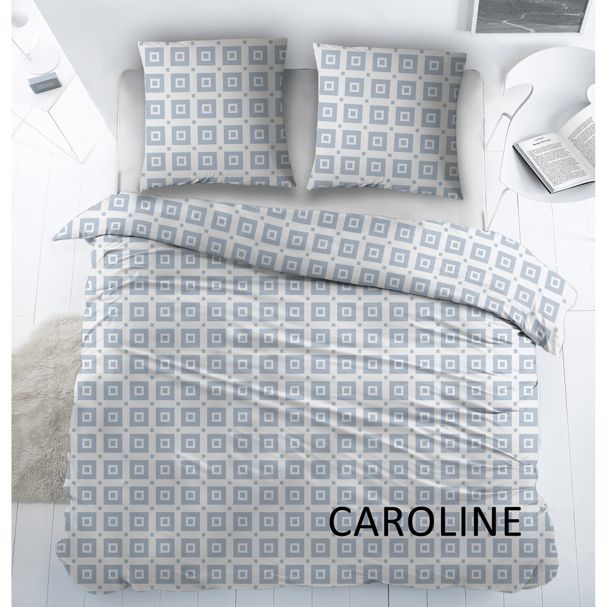 Ensemble de draps Sleepnight Coton Caroline Bleu