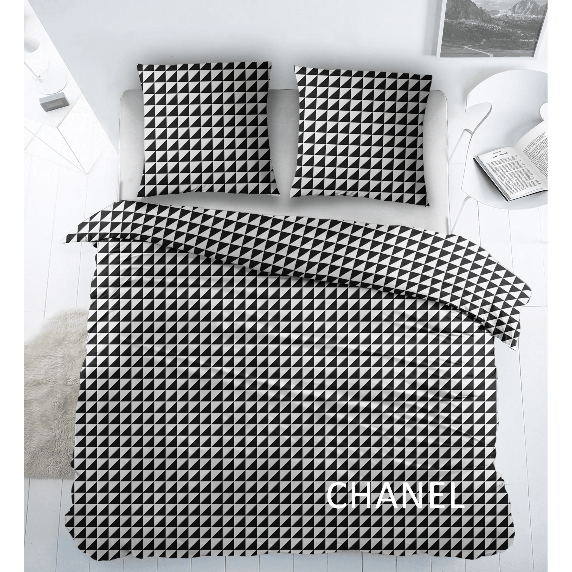 Sleepnight Housse de Couette Coton Chanel Noir