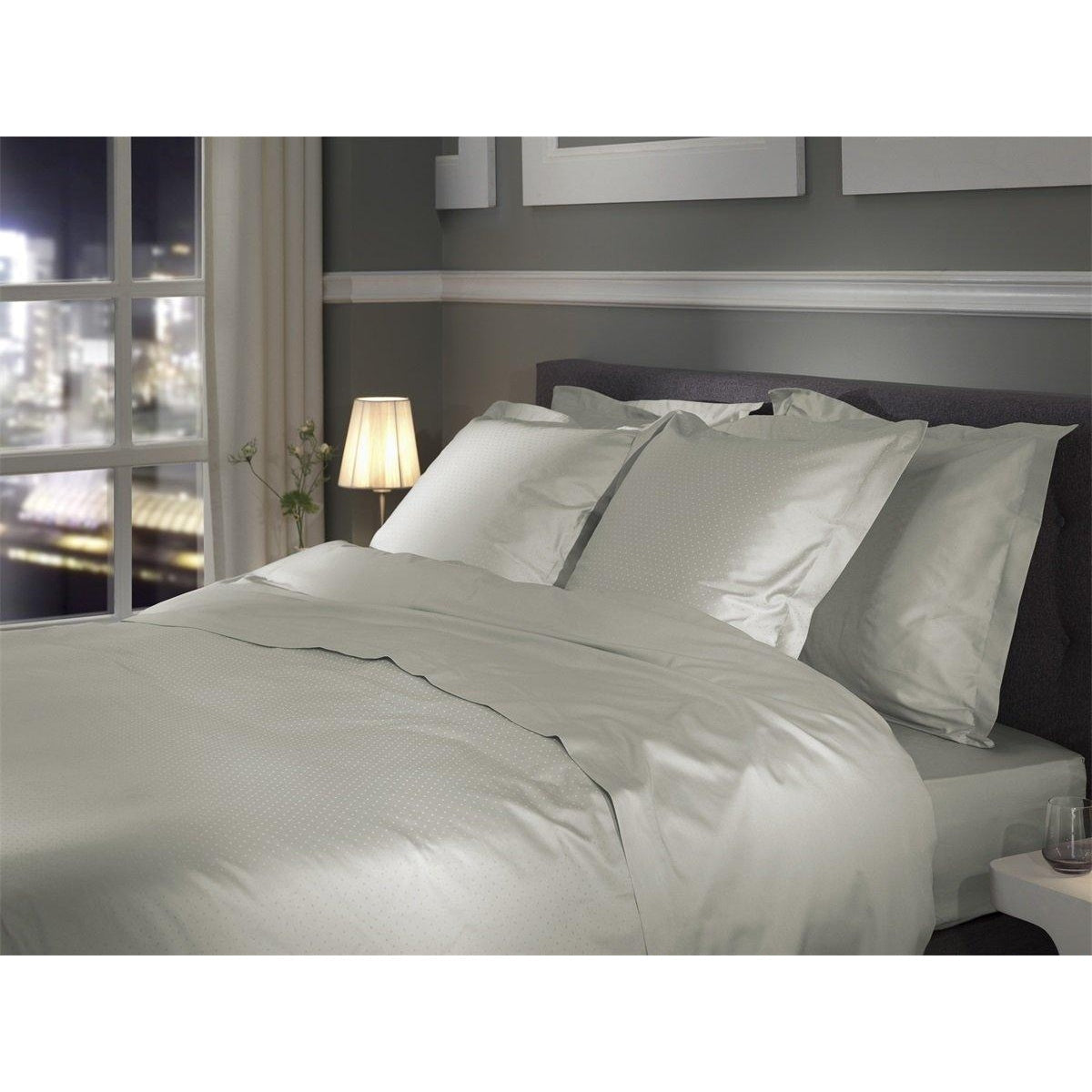 Heckett Lane Dekbedovertrek Punto Cloud Grey Satijn - Bedtextielonline.be