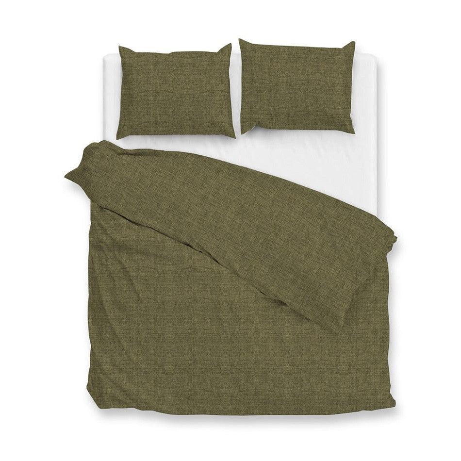 Zo Home Dekbedovertrek Flanel Flanella di Lino Olive Green