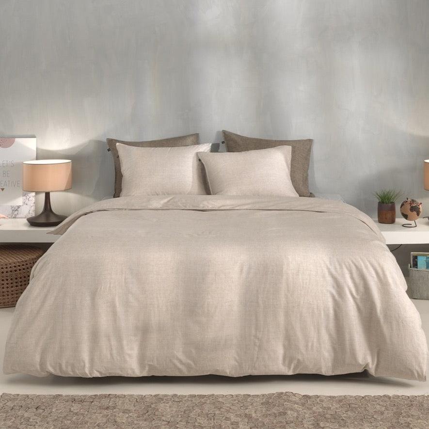 Zo Home Dekbedovertrek Lino Sandy Beige Katoen - Bedtextielonline.be