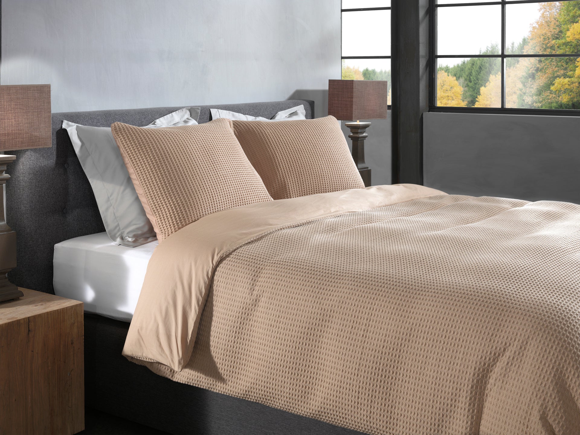 Housse de couette Heckettlane en coton Vafala kaki pâle