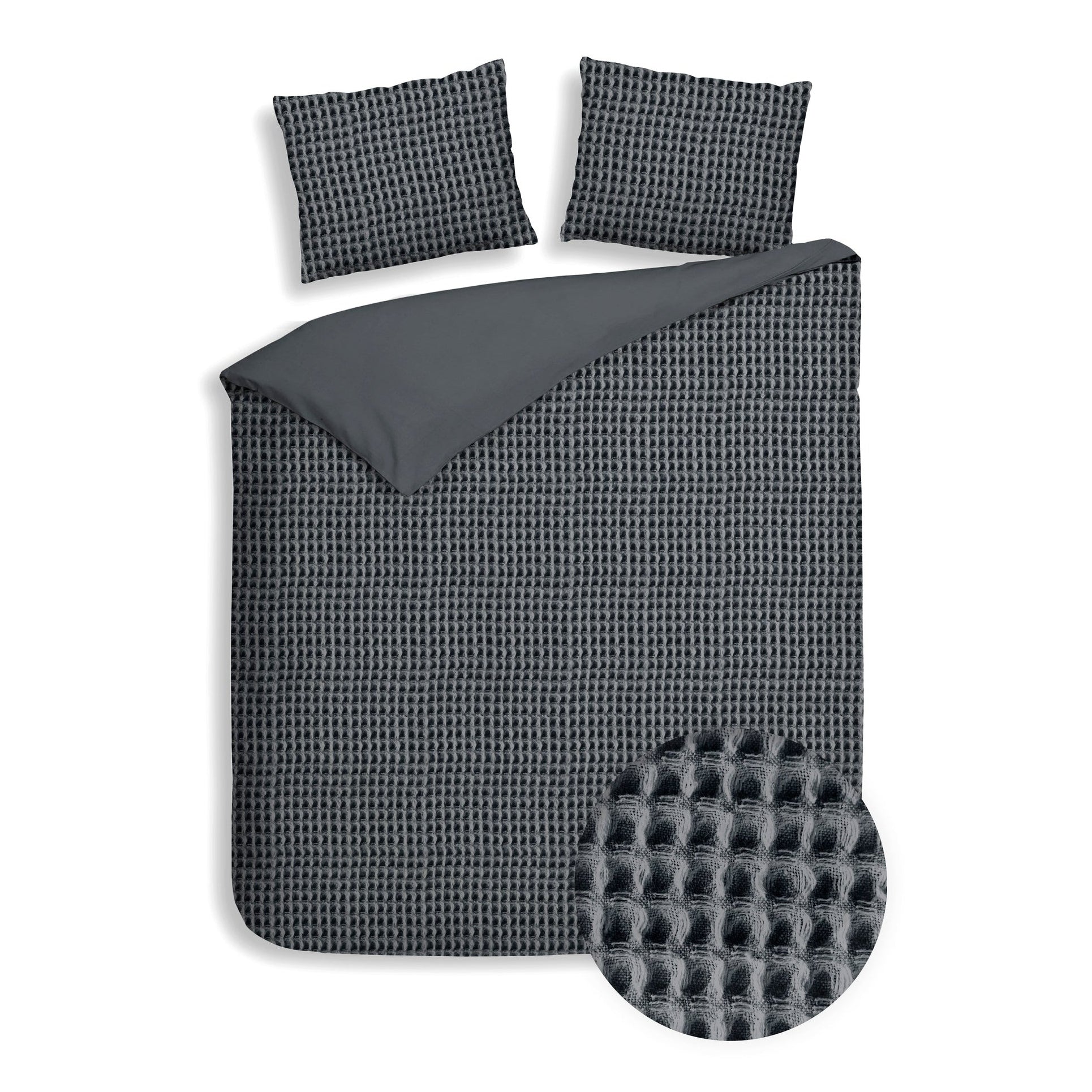 Housse de couette Heckettlane Vafala en coton gris acier