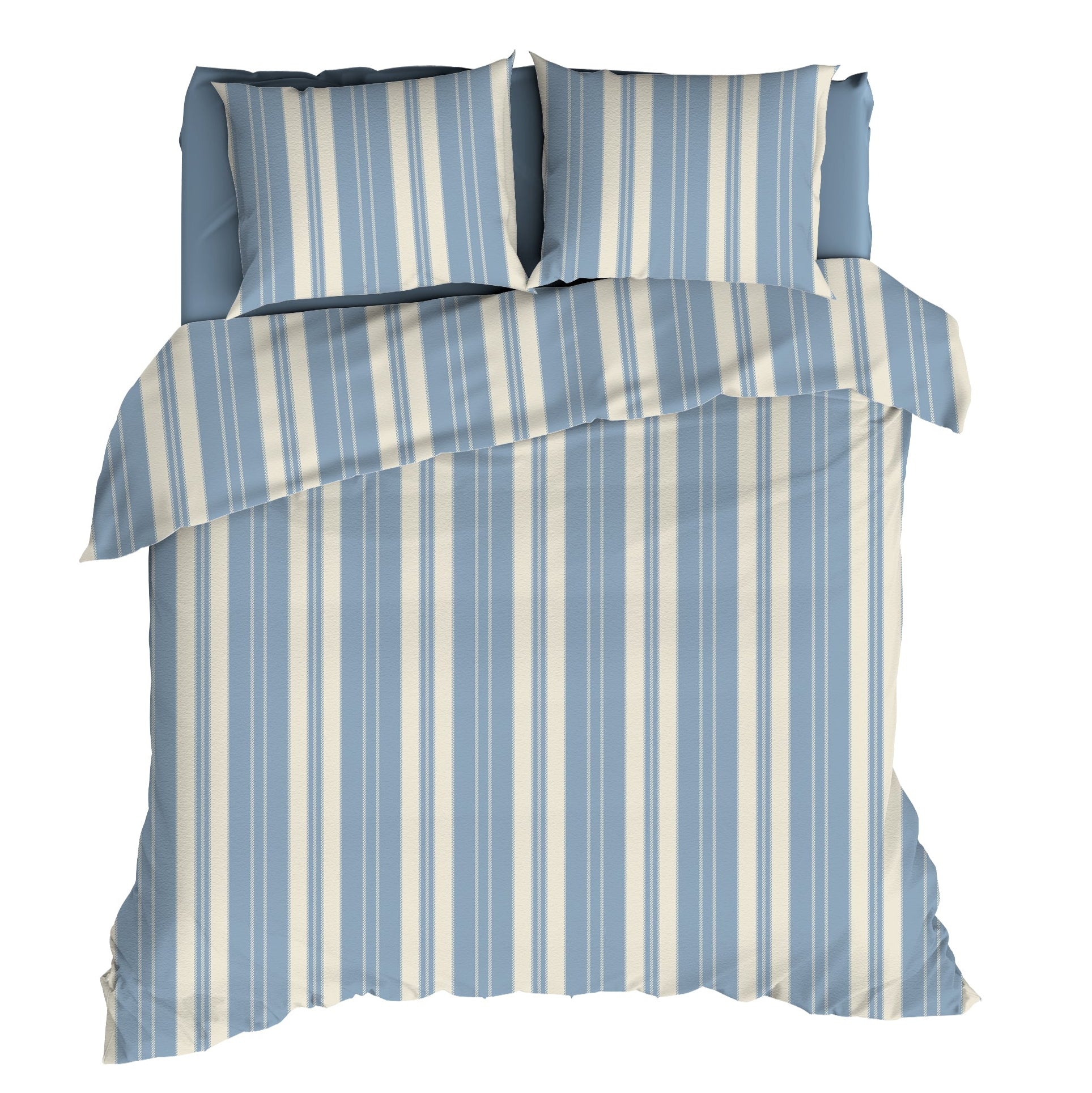 Romanette Dekbedovertrek Flanel Nendaz Beige/Blauw