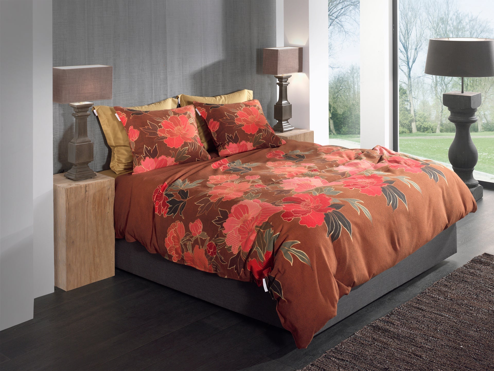 Heckettlane Dekbedovertrek Flanel Francesco Orange